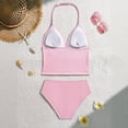 thumbnail image 4 of LIIPEE Big Girls Bikinis Swimsuit Sets 2 Piece Set Kids Summer Casual Solid Color Sea Shell Decoration Halter Open Back Bikini Tops And Briefs Pool Party Fashion Cute Beach Swimwear,13-14 Years, 4 of 4
