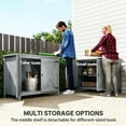 thumbnail image 4 of Outsunny Wood Outdoor Storage Cabinet, Compact Garden Shed Potting Shed with Shelf and Double Doors, Light Gray, 4 of 10