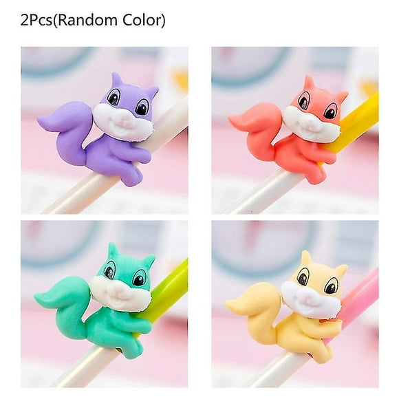 Adornos para lápices con forma de ardilla para niños, aula, estudiantes, regalo de fiesta de recompensa, 2kit