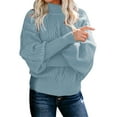 thumbnail image 2 of Blue Sweatshirt for Women's Winter New Mid Neck Loose Long Sleeve Knitted Solid Color Sweater Women Fall Clothes, 2 of 6