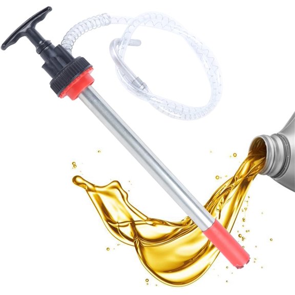 Manual Push Pump, Hand Pump Transfers Gear Oil Portable Manual Oil Pump with 360° Rotation Pump Head & 50 Inch Hose for 5.28 Gal Oil Drums 5000 SSU