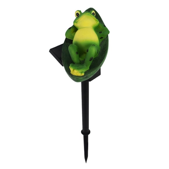Burning and Lively Little Flame Solar Light, Frog and Boat Shape Garden Decoration Stake, Best for Courtyard and Outdoor Ambiance