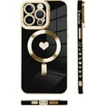 thumbnail image 5 of for iPhone 14 Pro Max Case [Support Magsafe] Love Heart Pattern Magnetic Plating Electroplate Luxury Elegant Case Camera Protector Soft TPU Shockproof Protective Corner Back Cover -Black, 5 of 12