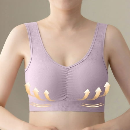 LLYWEY Comfortable Bras for Older Women Clearance Womens Sports Bras Ladies Bralette Bra Style-1310 Women s Plus Double Support Bra Feature Adult Female High Impact Sports Bras Pinks 40B