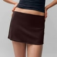 thumbnail image 2 of THDHVS Skirts for Women Trendy,Womens Fashion Solid Color Low Waisted Summer Elastic Waist Leggings Short Skirt Brown S, 2 of 6