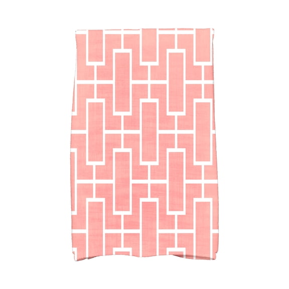 Simply Daisy, 16 x 25 inch, Screen Lattice, Geometric Print Kitchen Towel, Coral