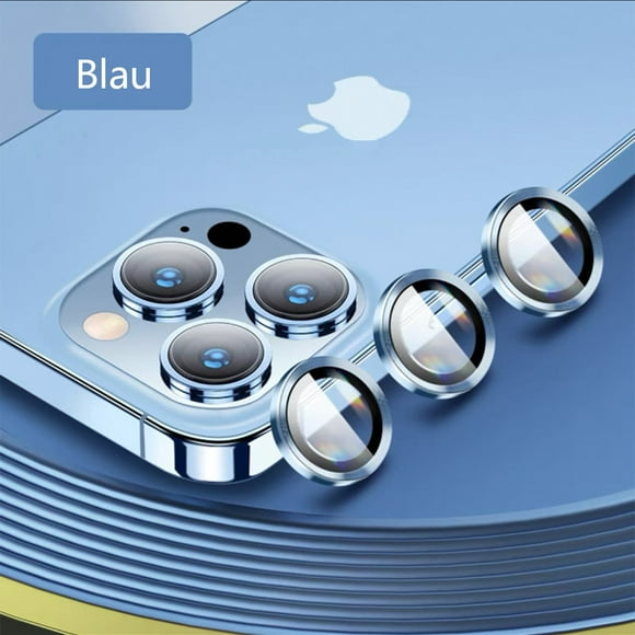 Camera Protector for iPhone 13 Pro/iPhone 13 Pro Max Camera Bulletproof Glass, Custom Metal Ring Screen Protector Tempered Glass Bulletproof Anti-Scratch Camera Protector Film (Blue)