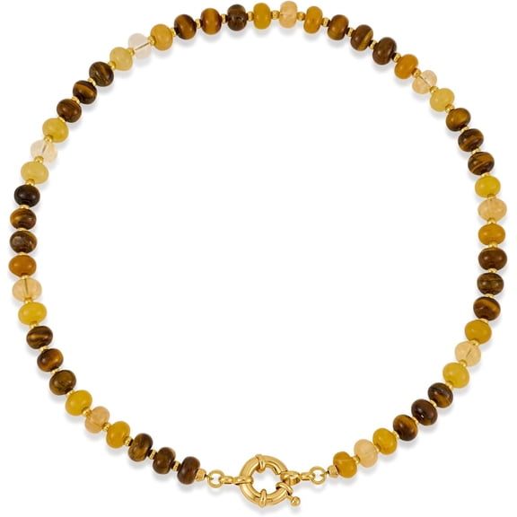 Women's Bohemian Rainbow Bead Necklace Natural Stone Necklace