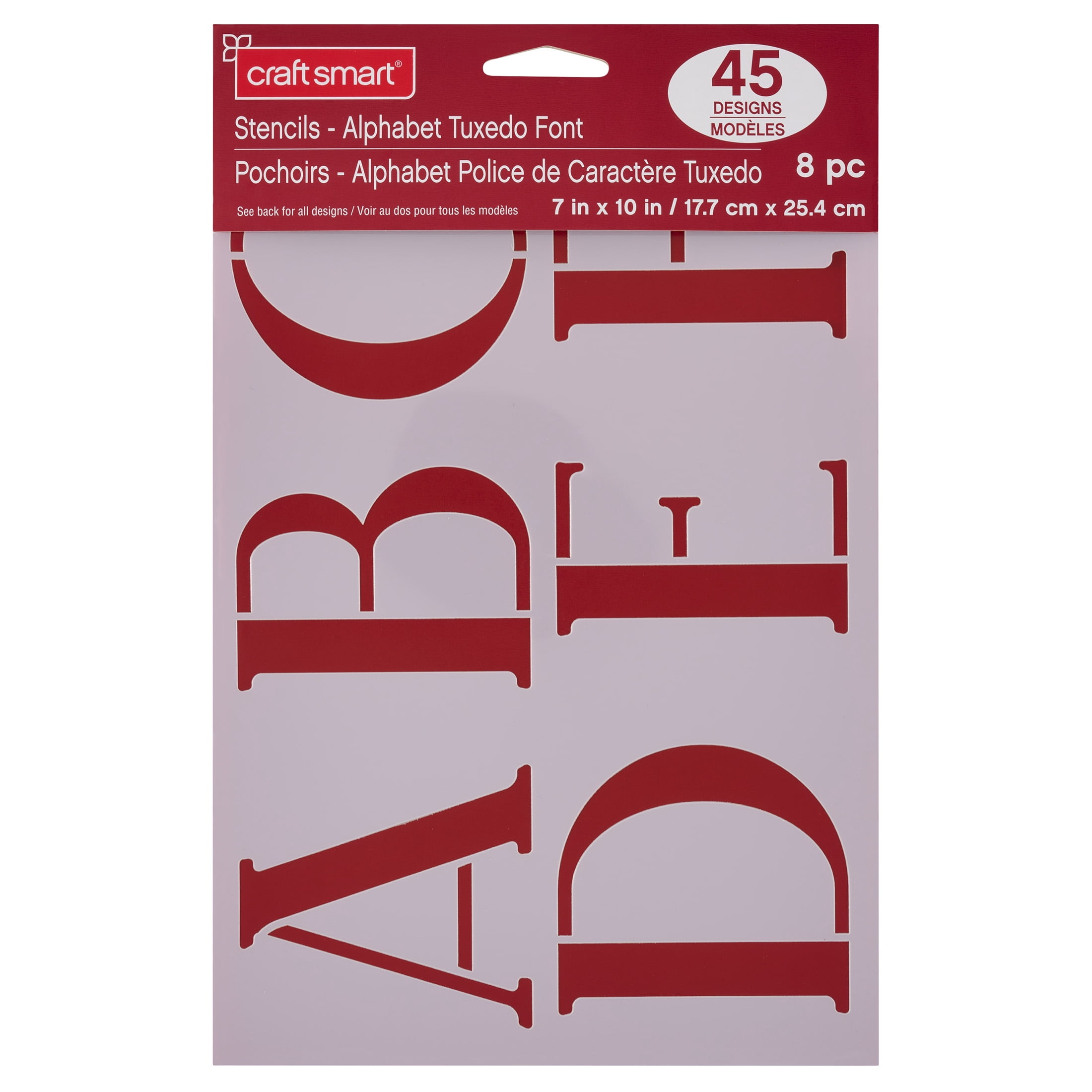 Craft Smart 3" Tuxedo Alphabet Font Stencils - Reusable Plastic, 45 Designs per Pack, 8 Sheets Each - Ideal for DIY Crafts, Decor, Furniture & Gifts, 6 Pack