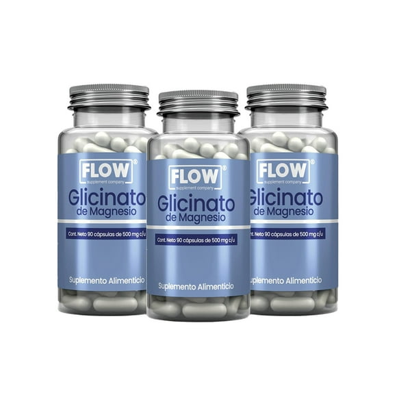 Suplemento FLOW - 3 PACK Glicinato de Magnesio con 90 Capsulas de 500 mg c/u