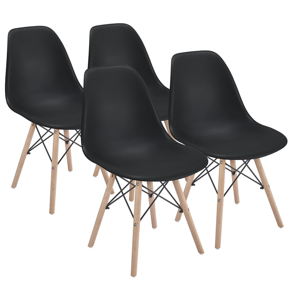 Modern Dining Chairs Mid Century Style Set of 4, Black