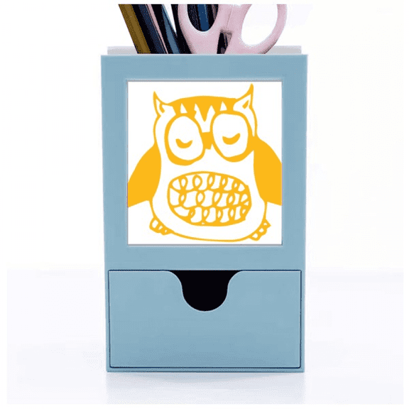 Cartoon Fat Owl Protect Animal Pet Lover Desk Supplies Organizer Pen Holder Card