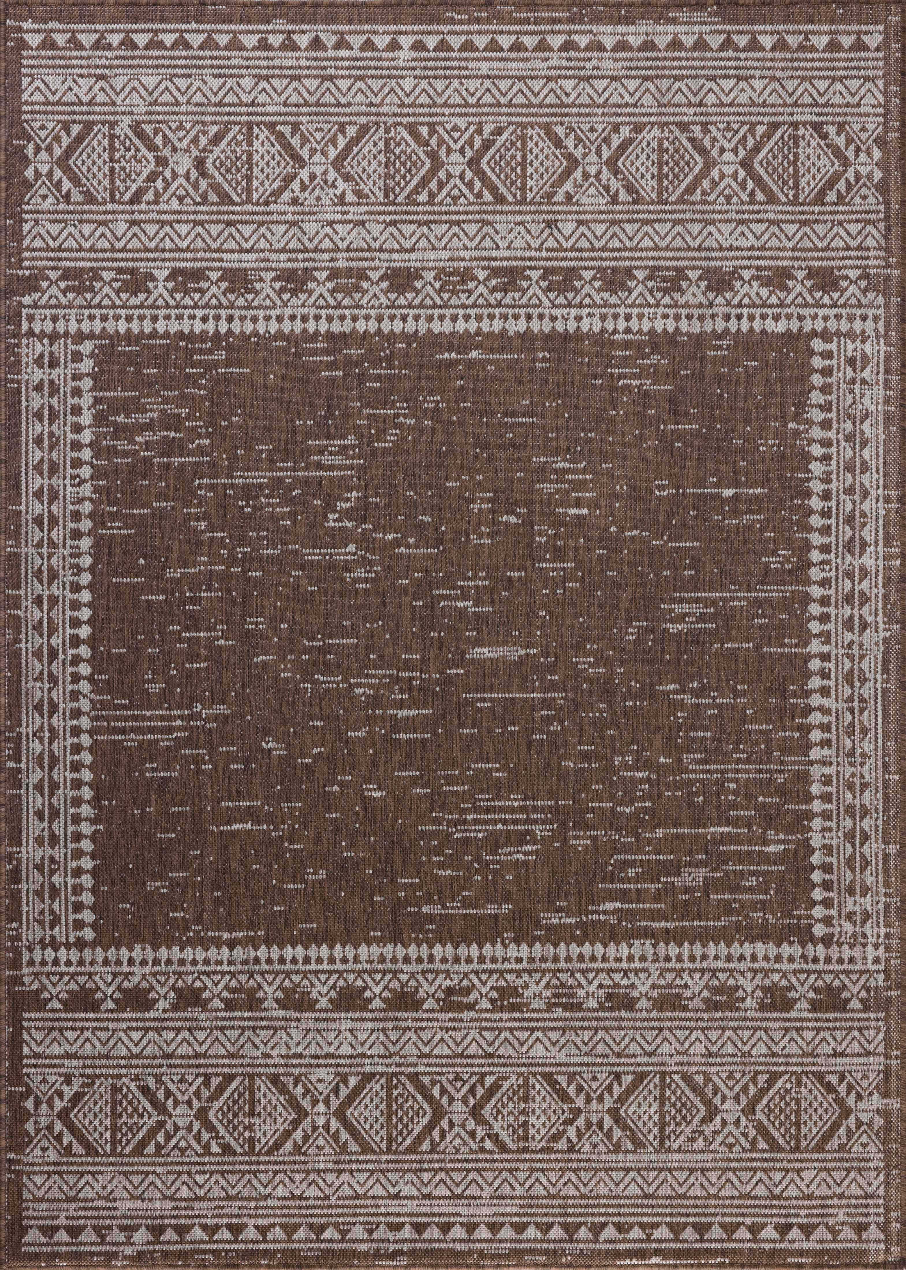 Indoor Outdoor Rug 2x4, Reversible, Loloi Easton Coffee / Dove (2'3" x 3'9")
