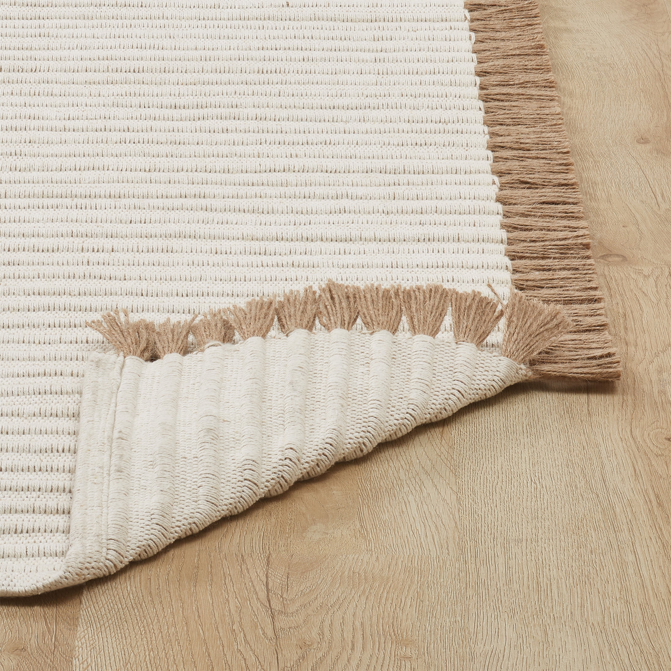 Beautiful Indoor Cotton Jute Accent Rug with Tassels by Drew Barrymore, 27 x 45 Inch Neutral