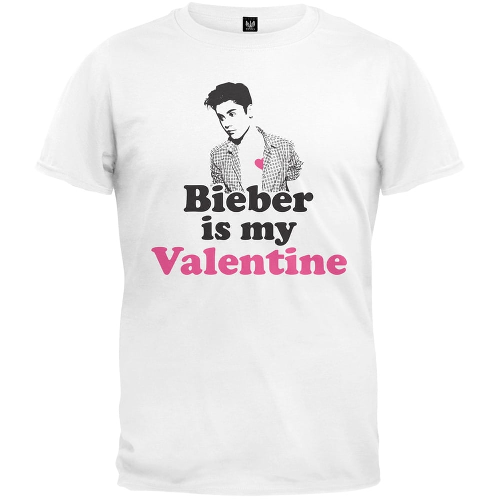 Justin Bieber - Valentine's Day - Bieber is my Valentine White Youth T-Shirt - Youth X-Large