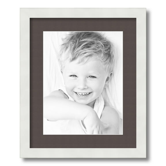 ArtToFrames 14x17" Matted Picture Frame with 10x13" Single Mat Photo Opening Framed in 1.25" Satin White Frame and 2" Chestnut Mat (FWM-3966-14x17)