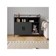 thumbnail image 4 of Ourlova Cat Litter Box Enclosure With Metal Frame And Dual Storage Shelves Modern Hidden Litter Box Furniture Indoor Cat House Side Table Style, 4 of 8