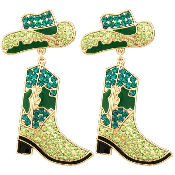 Zehuanyu 1 Pair Cowgirl Boot Earrings Dangle Drop Rhinestone Earrings Western Style Jewelry for Women