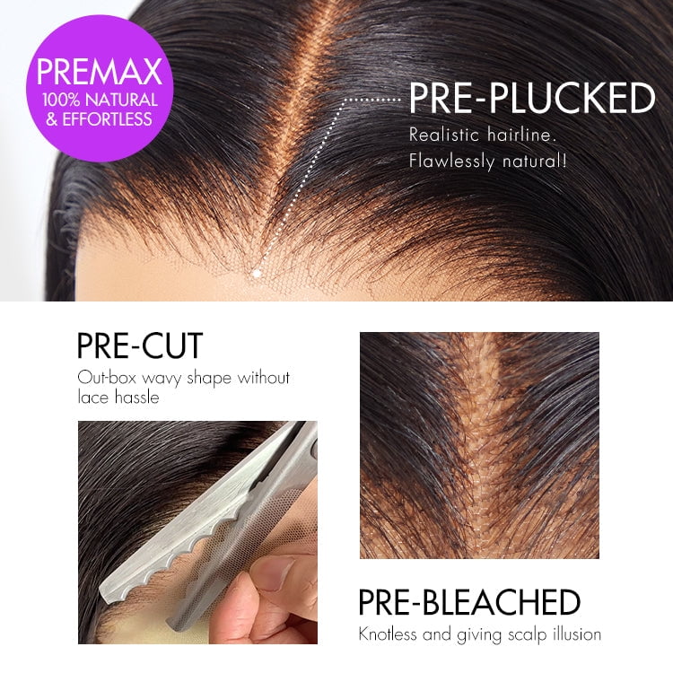 LUVME 14" Water Wave 360 Lace Flexi-Fit Invisi Drawstring Cap Long Wig 100% Human Hair Pre-bleached & Pre-plucked & Pre-Cut Lace