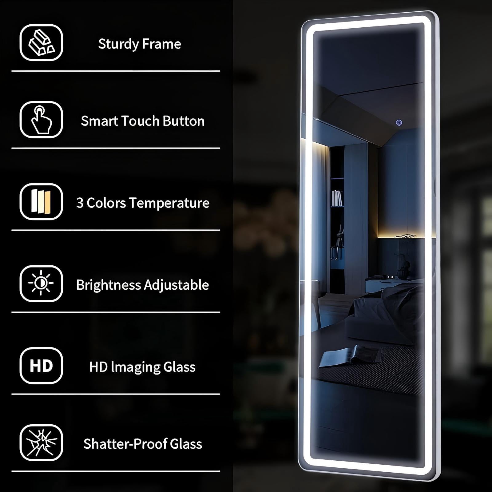 Mirrasia 60" x 16" LED Full Length Mirror Floor Mirror Wall Mounted,White