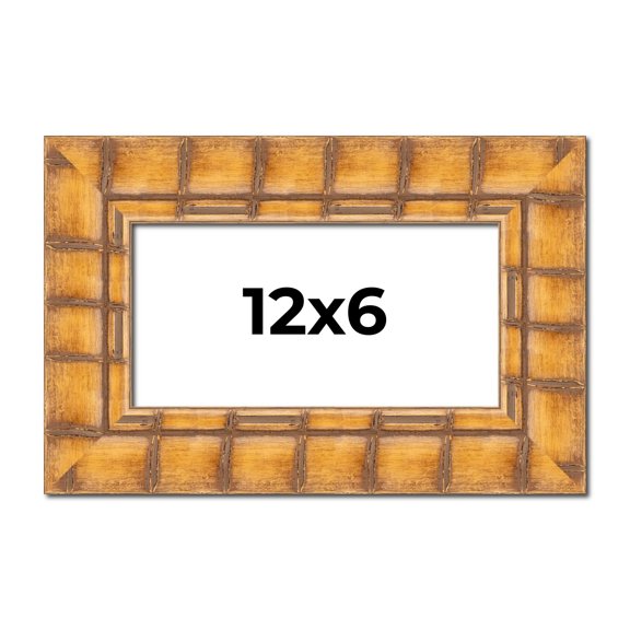 12x6 Frame Beige Real Wood Picture Frame Width 3 inches | Interior Frame Depth 0.5 inches | Natural