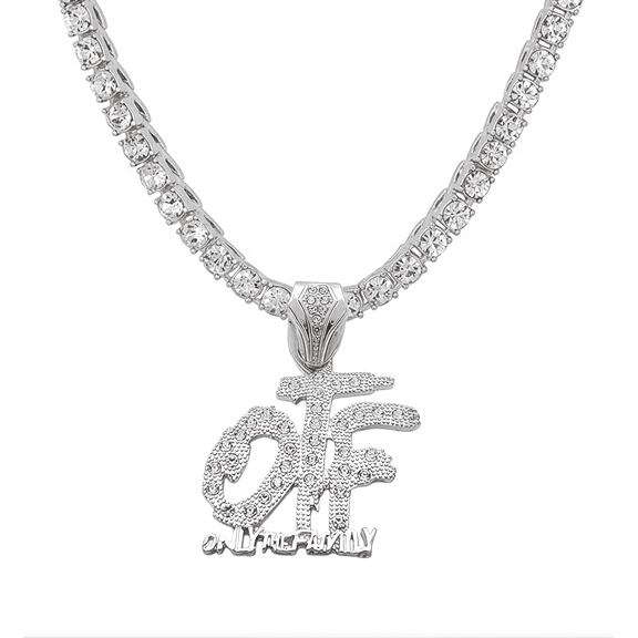 Gold Silver Tennis Chain hip-hop OTF Necklace for Men Women, Rhinestone Tennis Necklaces for Women and Teens,Tennis and Cuban Link Chains23.36 Inches (silvery)
