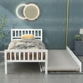 thumbnail image 2 of Twin Size Platform Bed with Trundle Solid Wood Wooden Bed Frame Twin Trundle Bed Wood Daybed, 2 of 8