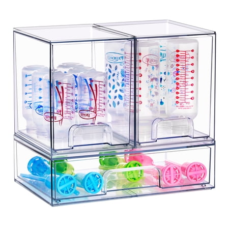 Sorbus Tall & Wide Stackable Acrylic Storage Drawers Clear Baby Organizer Bins 3-Pack