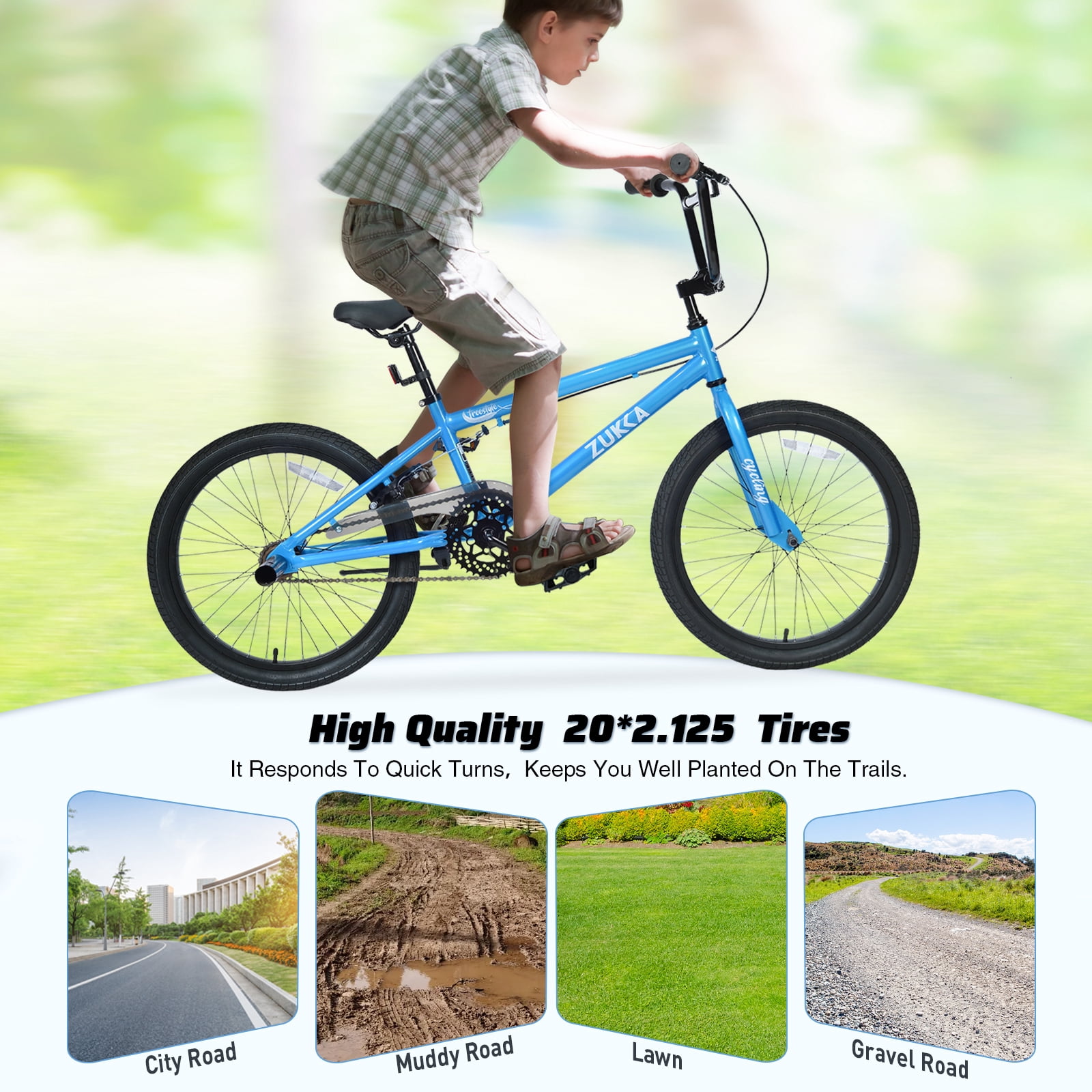 20-Inch Wheels Bike, Single-Speed Mountain Bicycle with Rear Brake,Blue