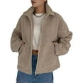 thumbnail image 2 of Chaqueta de Invierno para Mujer, , de Larga, con Cremallera, Corta, Cálida, para Otoño, para Hacer Ejercicio Caqui L, 2 of 8