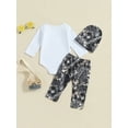thumbnail image 3 of Infant Baby Boy Fall Clothes I‘m Going Hunting with Daddy Long Sleeve Rompers + Elastic Pants + Hat 3pcs Outfit, 3 of 7