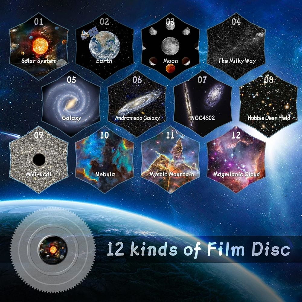 VIVIHEYDAY 13 in 1 Planetarium Galaxy Projector 360° Rotating Night Light Nebula Star Projector Lamp Timer White