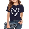 thumbnail image 2 of YunPes Cute Heart Print Shirt Casual Loose Fit Short Sleeve Summer Streetwear Sports Top Valentine's Day Basic Toddler Undershirt, 2 of 8