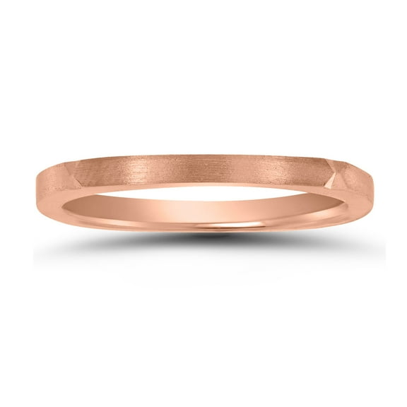 SZUL Women's Thin 1.5MM Four Sided Wedding Band with Matte Finish in 14K Rose Gold