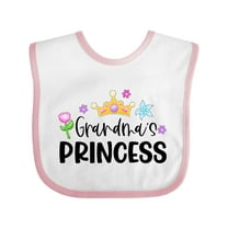 Inktastic Grandma's Princess Crown and Flowers Girls Baby Bib