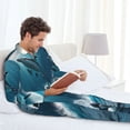thumbnail image 6 of Sikiie Ice Blue Ocean Cute Dolphin A Mens Pajama Set, Soft Warm Long Sleeve Sleepwear, Cozy Button-Down Pjs for Men-, 6 of 7