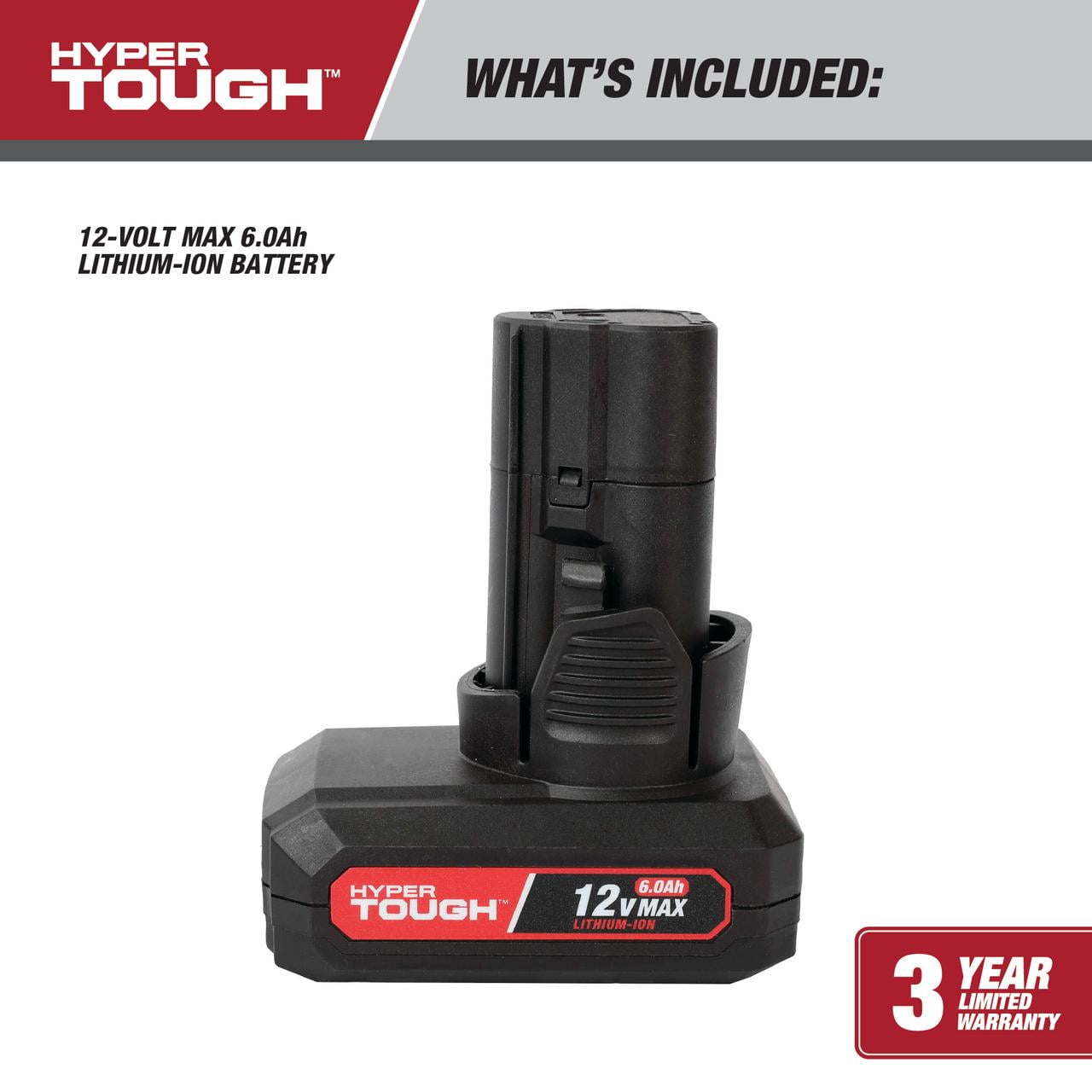 Hyper Tough 12V 6.0Ah Lithium-Ion Rechargeable Battery Pack