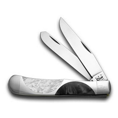 - CASE XX Black Pearl White Pearl Half Circle Trapper Pocket Knife Knives