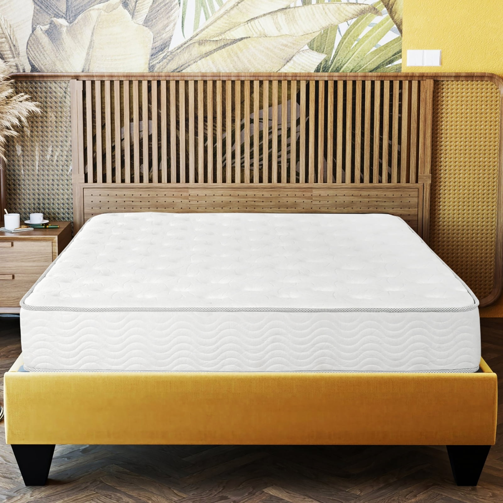 Miekor Furniture Premium 9 in. Medium Pocket Spring Mattress - Cal King, White 18562