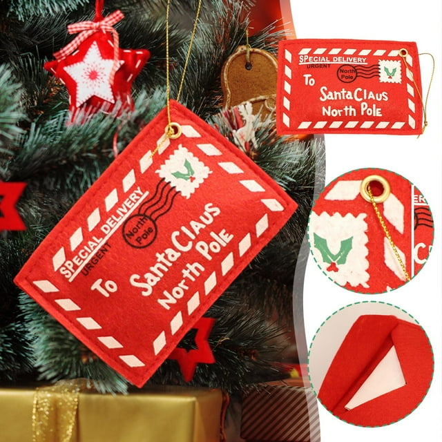 ZZkhGO Nonwoven Christmas Envelope, Hanging Tree Card Decor, Red Gift Holder for Wedding Party Holiday Celebration