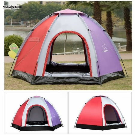 On Clearance High Quality 4 Person Family Camping Tent Large Size 8 x 8 FT Anti-UV Double Layer Waterproof Travel Outdoor Hiking Beach Fishing Picnic With (Best Waterproof Tent On The Market)