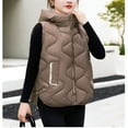 thumbnail image 3 of QUYUON Women Quilted Puffer Vest - Women's Winter Sleeveless Stand Collar Down Vests Padded Gilet Lightweight Full Zip up Jackets Pockets Thicken Warm Padded Coat Outerwear Coffee L, 3 of 6