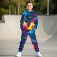 thumbnail image 3 of Uorisanigo Boys Girls Sweatsuit Set - 2 Piece Hooded Lightning Wolf Pullover Oversized Hoodie Sweatshirt + Cargo Jogger Pants Kids Youth Activewear Set Fall Winter Outfits, 3 of 7