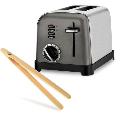 

CPT-160BKS Metal Classic Toaster Bundle with Norpro Magnetic Bamboo Tongs - 2 Slice (Black Stainless)