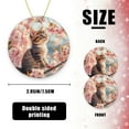 thumbnail image 2 of Funny Christmas Ornament,Kitten Sitting On The Branch Of Cherry Blossom Tree,Xmas Round Ceramic Pendant, 2 of 6