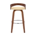 thumbnail image 6 of 30 cream And Brown Faux Leather And Solid Wood Swivel Low Back Bar Height Bar chair With Footrest, 6 of 10