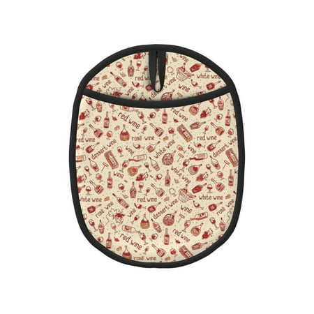 

Red Wine Pot Holders for Kitchen - Heat Resistant Oven Mitts Hot Pads with Pocket Non Slip Silicone Pot Holders Cuteness Hanging Loop Potholders for Kitchen Baking