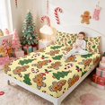 thumbnail image 3 of Manfei Gingerbread Queen Sheets Christmas Queen Sheet Sets, Pink Red 4-Piece (1 Flat Sheet, 1 Fitted Sheet and 2 Pillowcases), 3 of 6