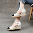 thumbnail image 5 of Nrmvnmi Womens Espadrilles Wedge Sandals Platform Closed Toe Ankle Buckle Strap Lace Up Summer Shoes White Mothers Day Gifts, 5 of 8