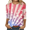 thumbnail image 2 of Hauts d'Été pour Femmes 2023 Mode Féminine Manches Courtes Col Rond Rétro Imprimé Ample Blouse Manches Trois-Quarts Bohème Grande Taille T-Shirt pour Femmes, 2 of 4